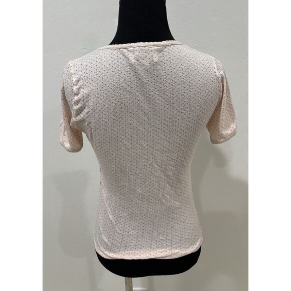 Rouje Pointelle Pink Dot T-Shirt Size 40 Fits Like Small - Picture 4 of 6